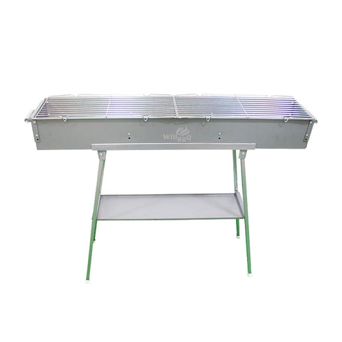 100cm Portable Zinc Iron Alloy Charcoal Hibachi BBQ Grill with Stainless Steel Rack