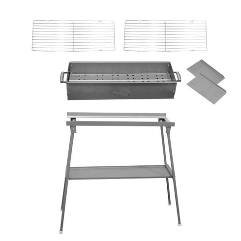 100cm Portable Zinc Iron Alloy Charcoal Hibachi BBQ Grill with Stainless Steel Rack