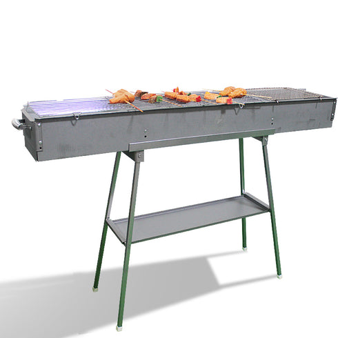 120 cm Portable Zinc Iron Alloy Charcoal Hibachi BBQ Grill with Stainless Steel Rack