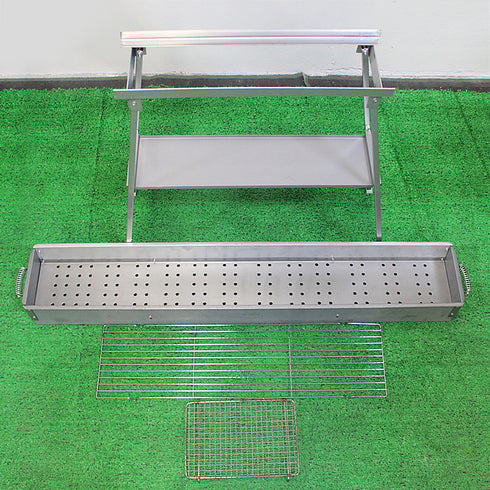 120 cm Portable Zinc Iron Alloy Charcoal Hibachi BBQ Grill with Stainless Steel Rack