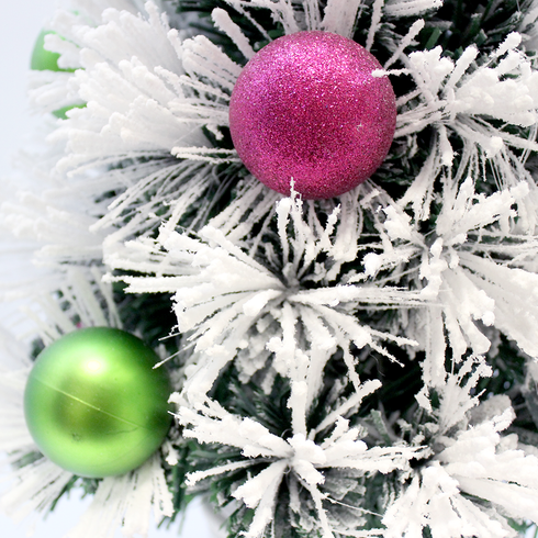 60cm Purple Snowy Christmas Tree in Pot Fibre Optic with Bright LED Lights and Baubles