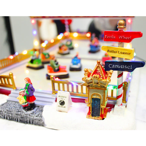 Christmas Village Animated Bumper Cars Moving Musical LED Light Up Decoration