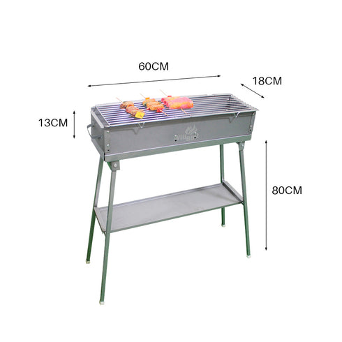 Portable Zinc Iron Alloy 60cm Charcoal Hibachi BBQ Grill with Stainless Steel Rack