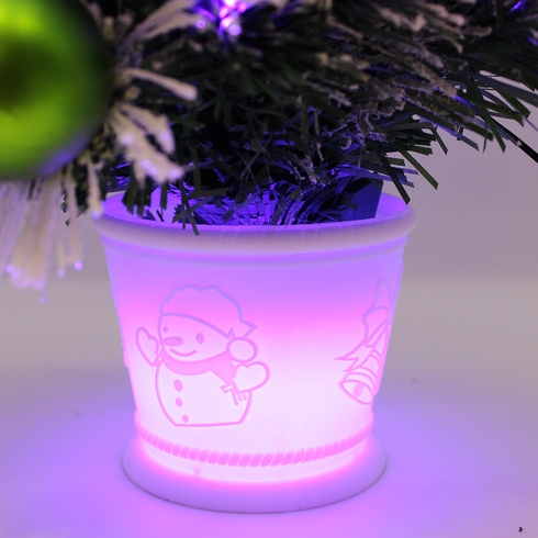 60cm Purple Snowy Christmas Tree in Pot Fibre Optic with Bright LED Lights and Baubles