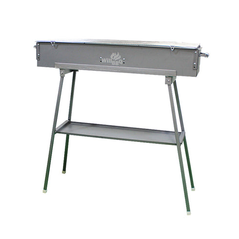 80cm Portable Zinc Iron Alloy Charcoal Hibachi BBQ Grill with Stainless Steel Rack