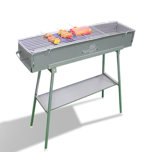 80cm Portable Zinc Iron Alloy Charcoal Hibachi BBQ Grill with Stainless Steel Rack