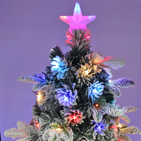 Snow Flocked Christmas Pine Tree Pre-Lit Ultra Bright Multicolour Flashing LED Lights