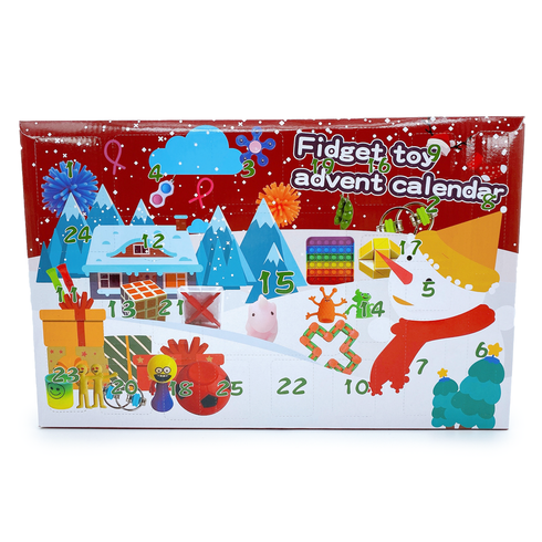Christmas Advent Calendar 26 Piece Fidget Sensory Pop Toys 25 Days Countdown Gift Box