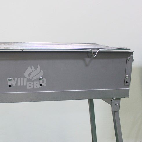 120 cm Portable Zinc Iron Alloy Charcoal Hibachi BBQ Grill with Stainless Steel Rack