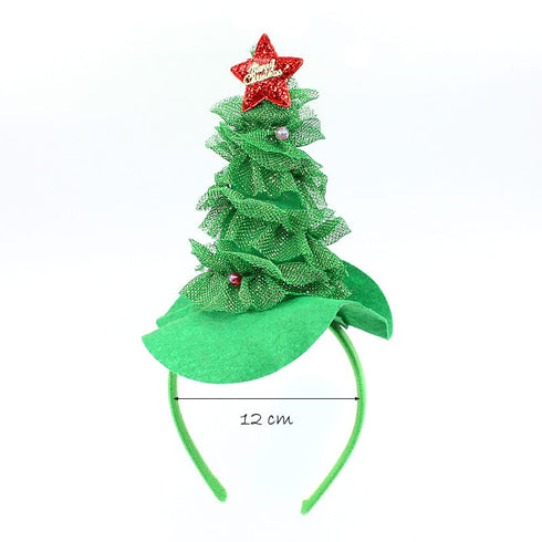 Christmas Headband Green Christmas Tree With Star and Beads