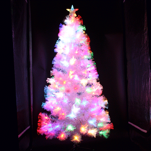 White Christmas Pre-Lit Fibre Optic Tree Ultra-bright Colorful Flashing Lights