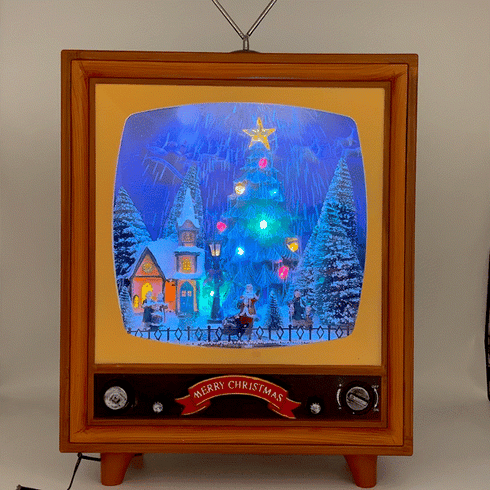 Christmas Musical Box Large TV with Snowing Light-up Village Scene