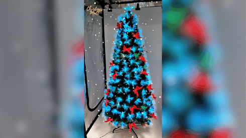 Pre-Lit Fibre Optic Christmas Tree with Red Bows & Colour-Changing LED Lights