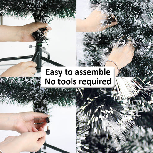 Snowy White-Tipped Christmas Tree Pre-Lit Fibre Optic Multi-color Flashing LED Lights