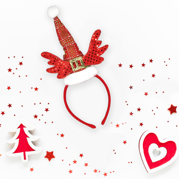 Christmas Headband Santa Hat With Wings Belt