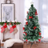 Fibre Optic Christmas Tree with Red Bows & Colour-Changing Lights – Classic Green Pre-Lit Tree