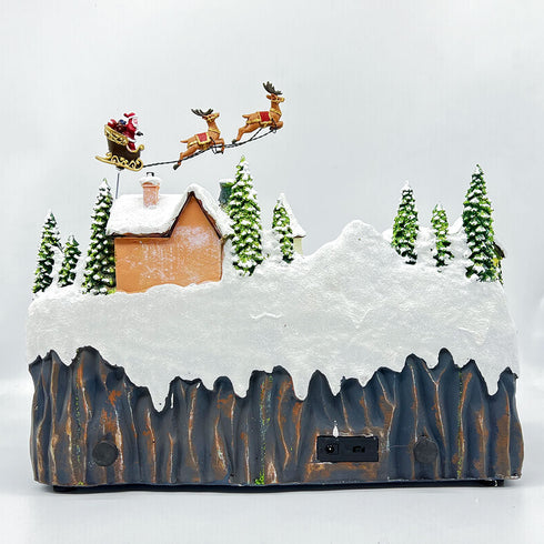 Large Christmas Village Winter Scene with Reindeer Sleigh, Santa Train, and Skaters