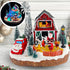 Christmas Village Santa's Farm Animated Winter Scene with Red Car and Farm Animals