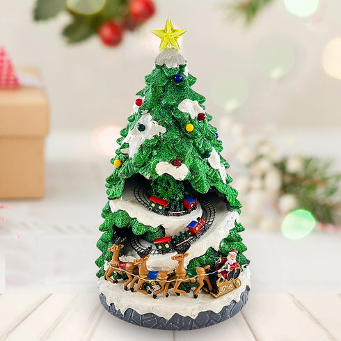 Christmas Village Animated Moving Rotating Train in Tree Musical LED Light Up