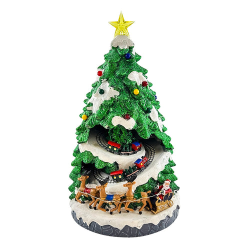 Christmas Village Animated Moving Rotating Train in Tree Musical LED Light Up