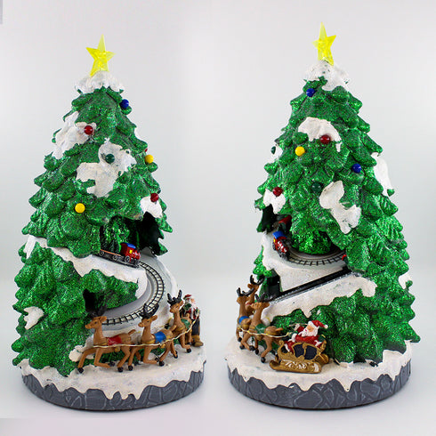 Christmas Village Animated Moving Rotating Train in Tree Musical LED Light Up