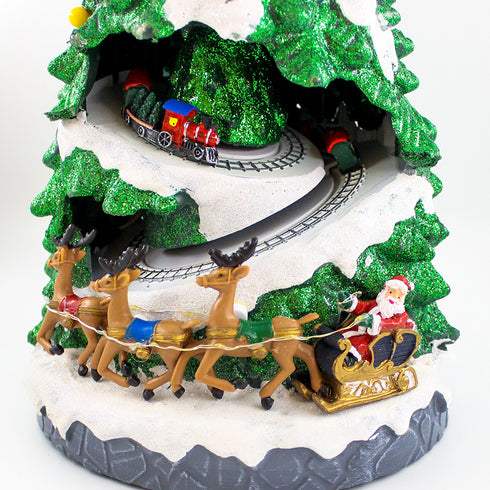 Christmas Village Animated Moving Rotating Train in Tree Musical LED Light Up