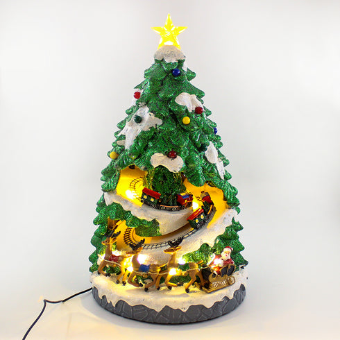 Christmas Village Animated Moving Rotating Train in Tree Musical LED Light Up