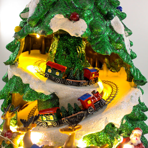 Christmas Village Animated Moving Rotating Train in Tree Musical LED Light Up