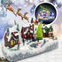 Christmas Snowy Hillside Village with Reindeer and Animated Musical Winter Scene