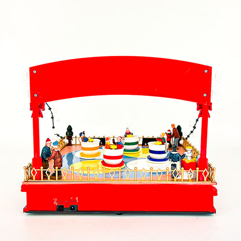 Christmas Village Winter Carnival Spinning Teacups Animated Musical Light-up Theme Park