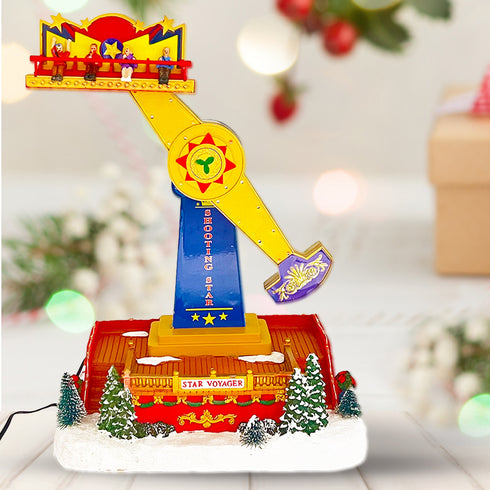 Christmas Village Carnival Amusement Park Swing Hammer Animated Musical Light-up