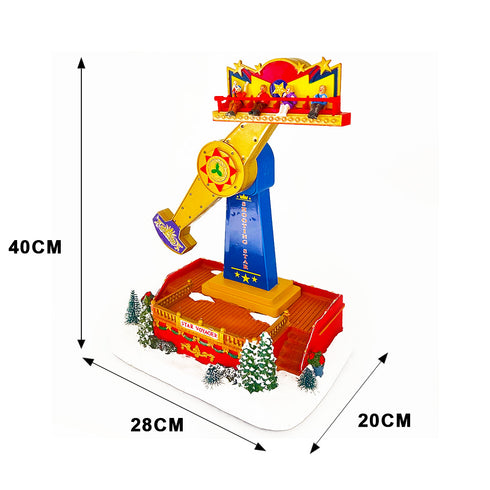 Christmas Village Carnival Amusement Park Swing Hammer Animated Musical Light-up