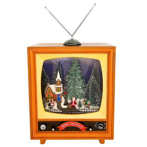 Christmas Musical Box Large TV with Snowing Light-up Village Scene