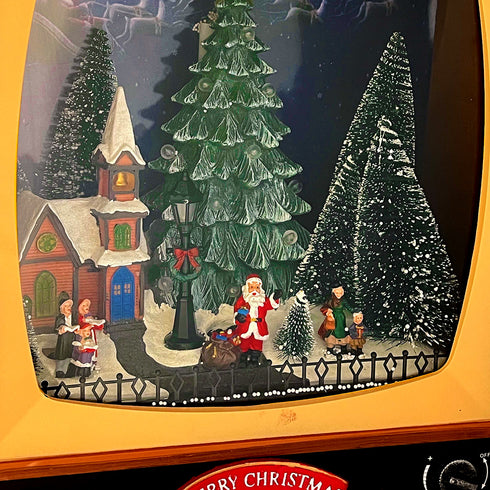 Christmas Musical Box Large TV with Snowing Light-up Village Scene