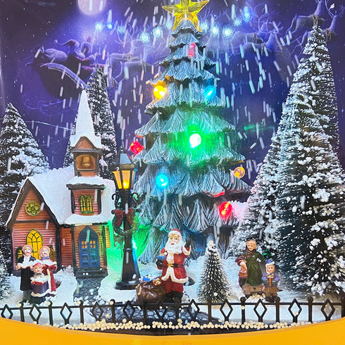 Christmas Musical Box Large TV with Snowing Light-up Village Scene