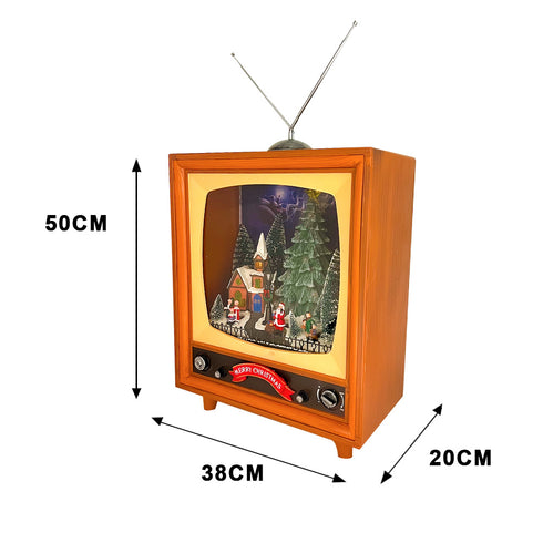Christmas Musical Box Large TV with Snowing Light-up Village Scene