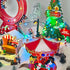Large Christmas Village Winter Amusement Park with Roller Coaster Carousel
