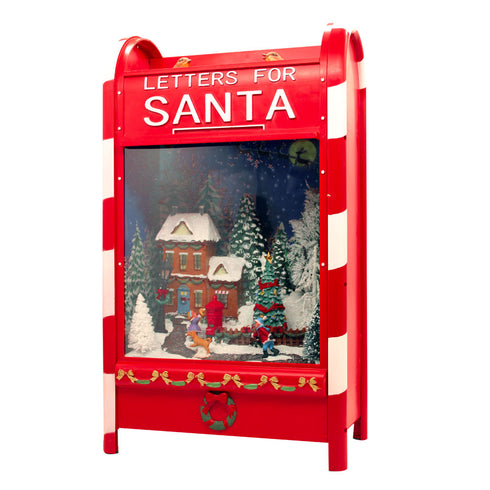 Christmas Village 61cm Large Postbox Letters for Santa with Animated Snowing Scene