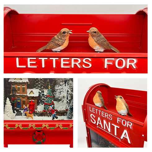 Christmas Village 61cm Large Postbox Letters for Santa with Animated Snowing Scene