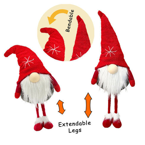 Light Up Standing Santa Claus Gnome with Extendable Legs and Bendable Hat Stuffed Doll for Christmas Decoration