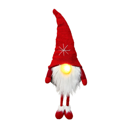 Light Up Standing Santa Claus Gnome with Extendable Legs and Bendable Hat Stuffed Doll for Christmas Decoration