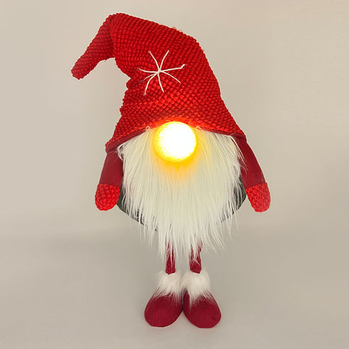 Light Up Standing Santa Claus Gnome with Extendable Legs and Bendable Hat Stuffed Doll for Christmas Decoration