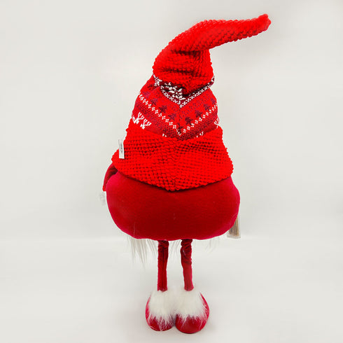 Light-up Standing Santa Claus Gnome Extendable Legs Bendable Hat White Beard Braids Faceless Stuffed Doll Christmas Decoration