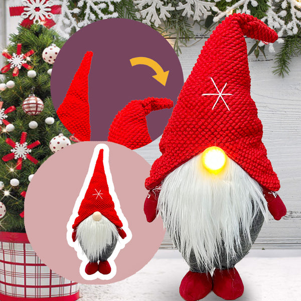 Light Up Standing Santa Claus Gnome with White Beard for Christmas Decoration