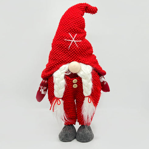 Light Up Standing Santa Claus Gnome with White Beard and Braids for Christmas Decoration