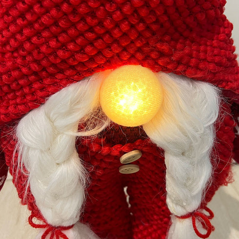 Light Up Standing Santa Claus Gnome with White Beard and Braids for Christmas Decoration