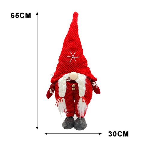 Light Up Standing Santa Claus Gnome with White Beard and Braids for Christmas Decoration