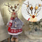 Light-up Standing Reindeer Stuffed Doll Wearing Skirt & Scarf Christmas Decoration