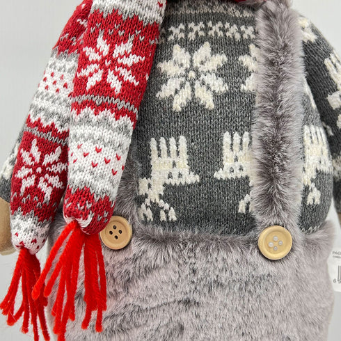 Light-up Standing Reindeer Stuffed Doll Wearing Pants & Scarf Christmas Decoration