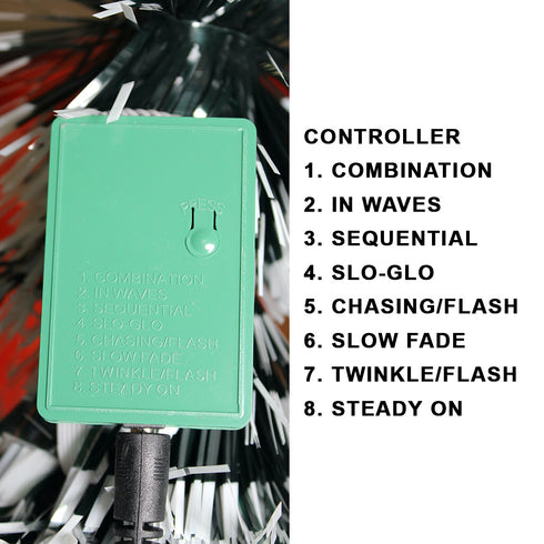 Snowy White-Tipped Christmas Tree Pre-Lit Fibre Optic 8-Mode Flashing Lights